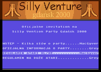 Invitation for Silly Venture Party Gdansk 2000